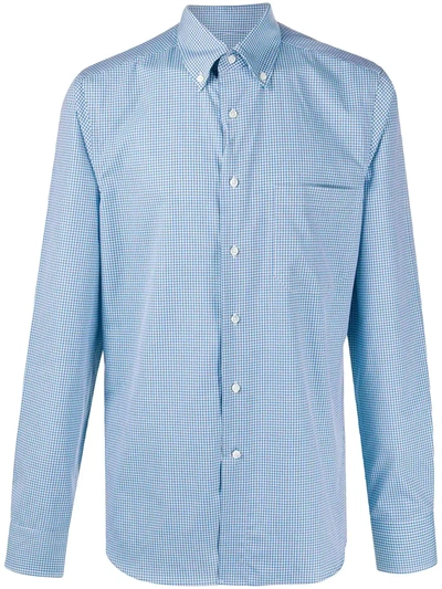 Canali Gingham Check Long-sleeve Shirt In Green