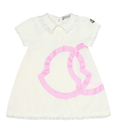 Moncler Babies' Cream-colored Flared Dress In Navy