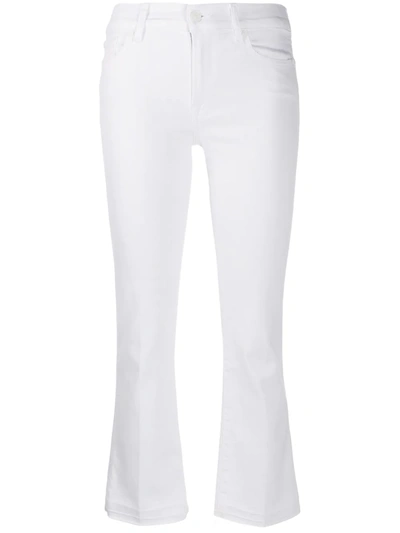 7 For All Mankind Floral Embroidered Cropped Jeans In White