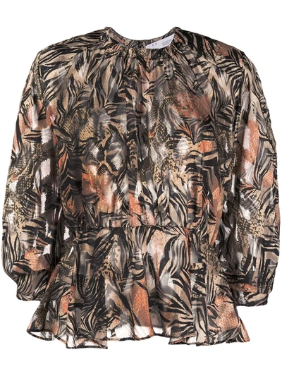 Iro Snakeskin-print Ruffled Blouse In Black