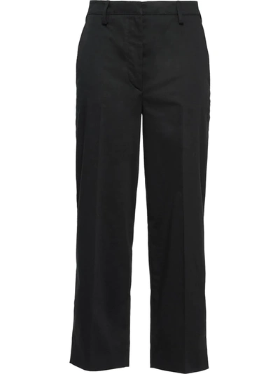 Prada Cropped Tailored Trousers In Black