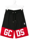 Gcds Kids' Logo Printed Track Shorts In Black