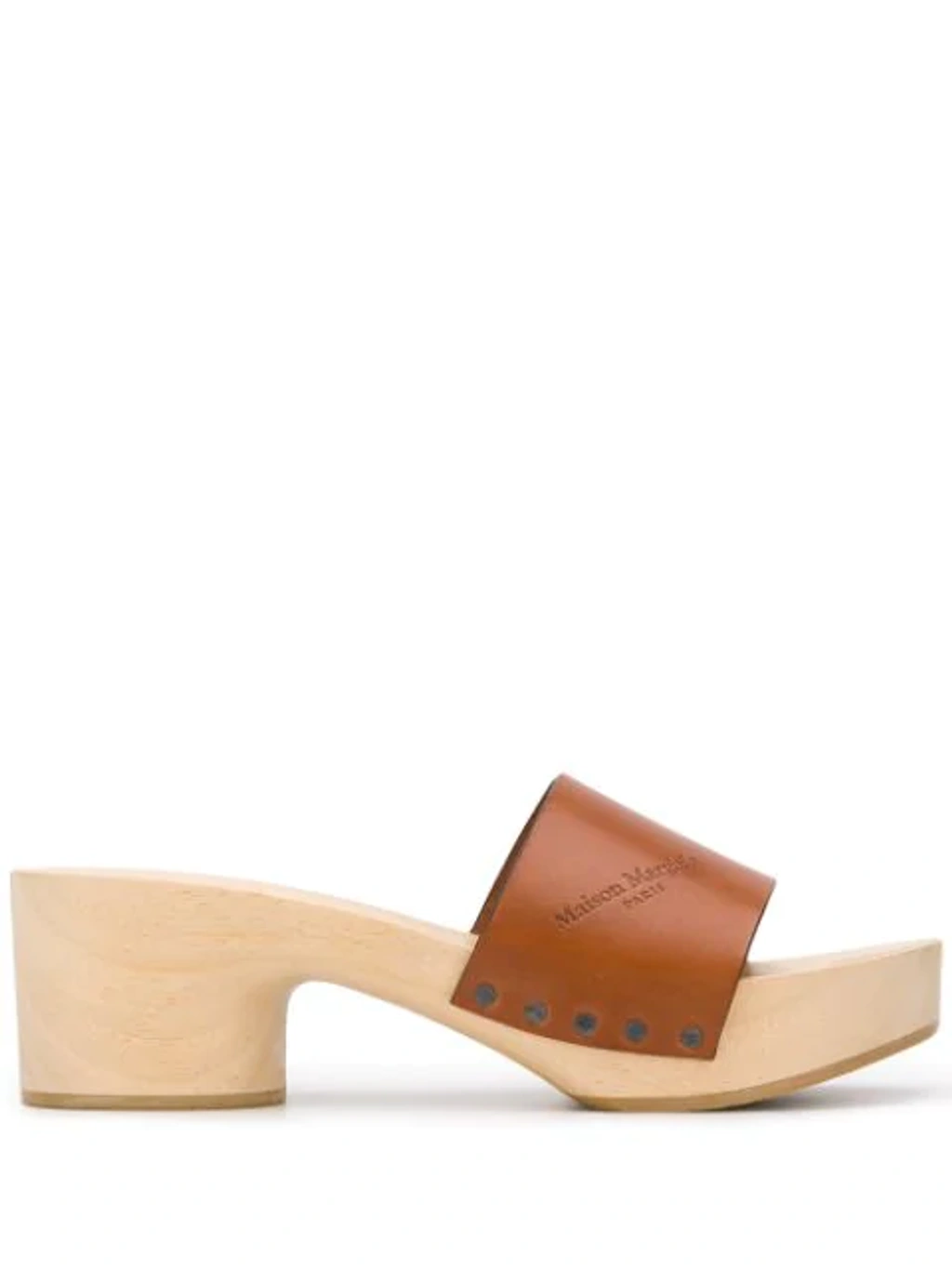Maison Margiela Tabi Split Toe Wooden Clogs In Brown | ModeSens