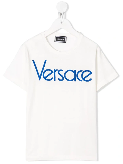 Young Versace Kids' Embroidered Logo T-shirt In White