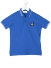 Stone Island Junior Kids' Logo Patch Polo Shirt In Blue