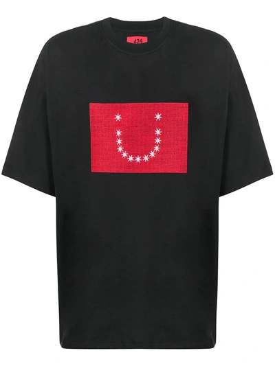 424 Boxy Fit Printed T-shirt In Blk