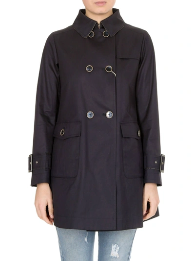 Herno Trench Coat In Blue With Hook On The Neck