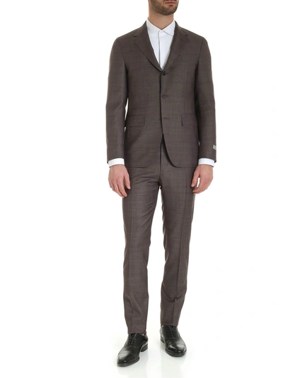 Canali 3-roll-suit In Brown Melange