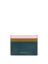 Marni Saffiano Leather Card Holder In Blue,pink,brown