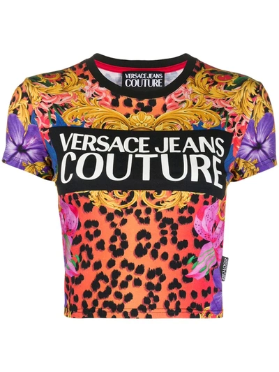 Versace Jeans Couture Cropped Logo T-shirt In Multicolor