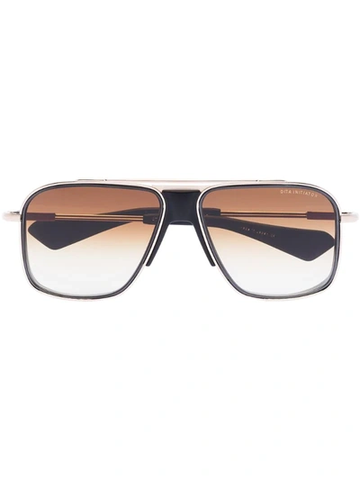 Dita Eyewear Initiator Square-frame Sunglasses In Gold