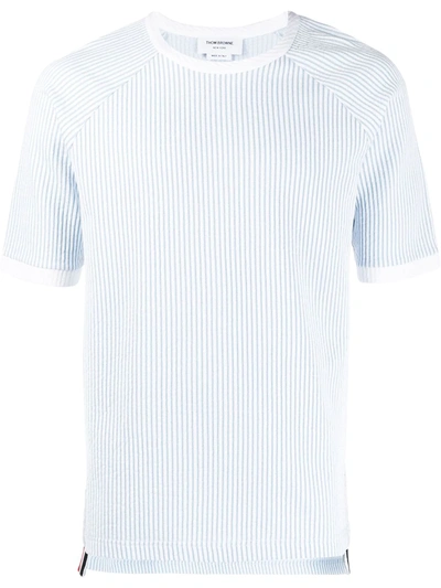 Thom Browne Seersucker Short-sleeve Ringer T-shirt In Blue