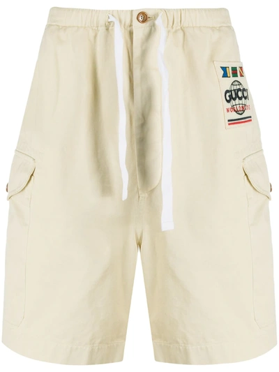 Gucci Worldwide Cargo Shorts In Neutrals