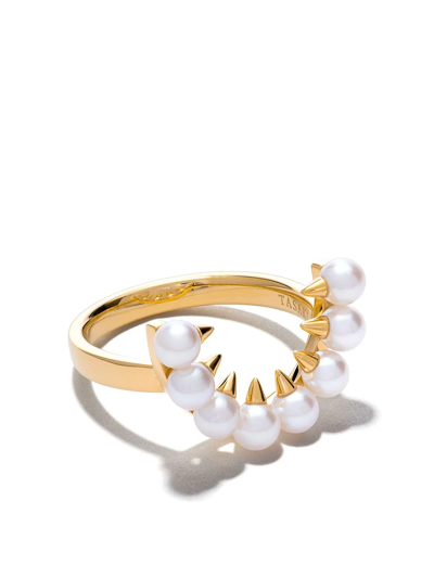 Tasaki 18kt Yellow Gold Danger Plus Collection Line Akoya Pearl Ring In Or Jaune