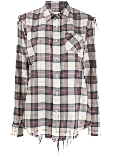 R13 Plaid Flannel Shredded-seam Shirt In Multi