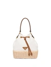 Prada Plage Wicker Bucket Bag In White