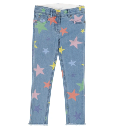 Stella Mccartney Kids' Multicolour Stars Skinny Denim Trousers In Light Wash