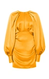 Acler Paringa Blouson-sleeve Sateen Mini Dress In Orange
