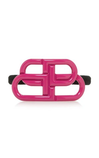 Balenciaga 'bb' Elastic Hair Tie In Pink