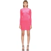 Balenciaga Crushed Velvet Biker Short Mini Dress In Pink