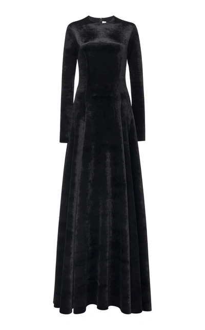 Balenciaga Bonded Velvet Maxi Dress In Black