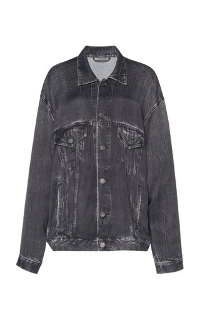 Balenciaga Oversized Acid-washed Satin Jacket In Black