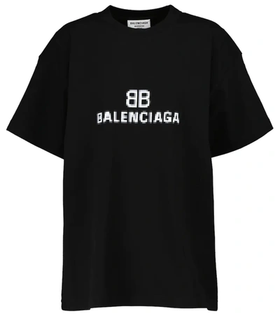 Balenciaga Oversized Logo-print T-shirt In Black/white