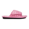 Balenciaga Home Croc-embossed Leather Slide Sandals In Pink