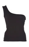 Albus Lumen Cold-shoulder Cotton-blend Top In Black