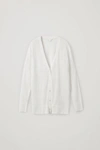 Cos Linen-mulberry Silk Cardigan In White