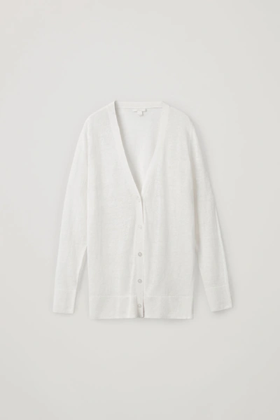 Cos Linen-mulberry Silk Cardigan In White