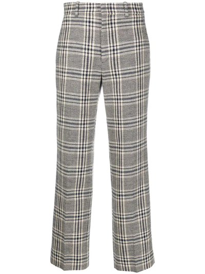 Gucci Checked Wool-blend Straight-leg Trousers In Blue