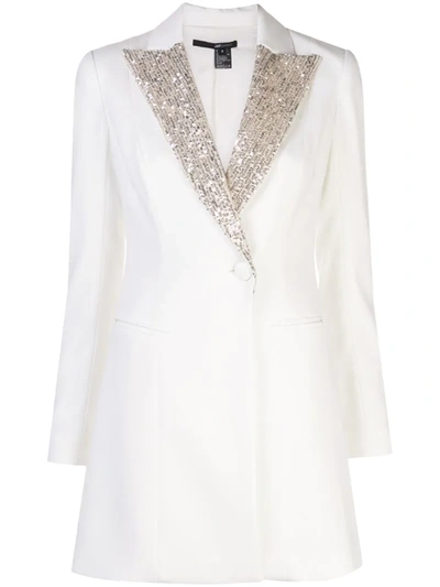 Jay Godfrey Ace Long-sleeve Sequin-collar Blazer Dress In Light Ivory