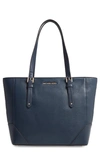 Michael Michael Kors Aria Large Pebbled Leather Tote Bag In Navy