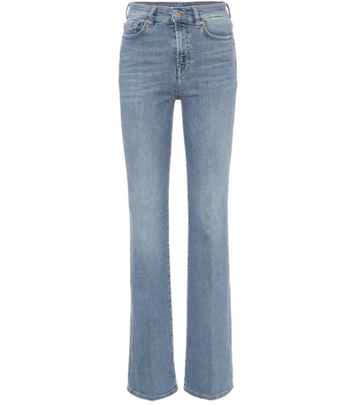 7 For All Mankind Lisha Faded High-rise Flared Jeans In Blue