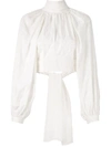 Acler Varden Embroidered Cropped Blouse In White