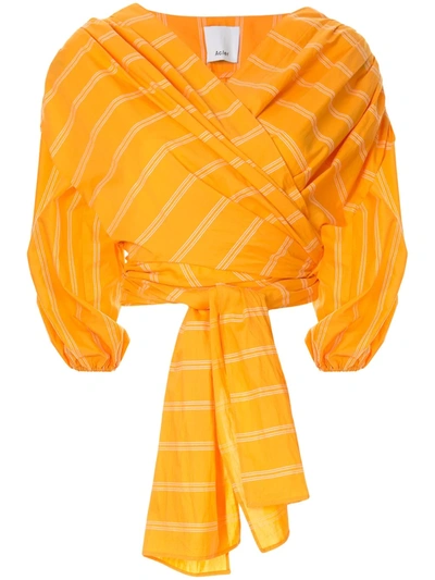 Acler Striped Tie Blouse In Orange