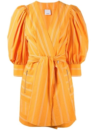Acler Wyatt Stripe Print Wrap Dress In Orange