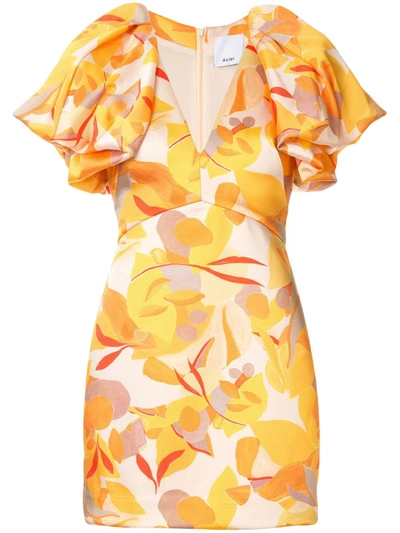 Acler Raven Abstract-print Mini Dress In Yellow