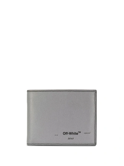 Off-white Seasonal Logo Bi-fold Wallet In Silver/black