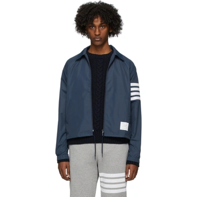 Thom Browne 4 Bars Tech Windbreaker Jacket In Blue