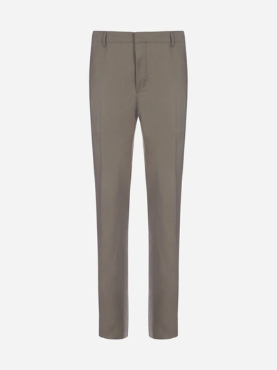 Prada Wool And Mohair Tailored Trousers In Corteccia