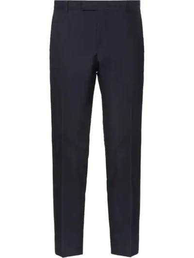 Prada Wool And Mohair Tailored Trousers In Bleu