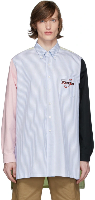 Prada Colour-block Logo Print Shirt In Multi