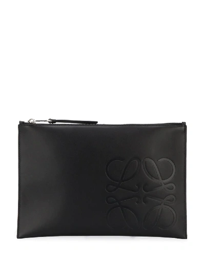 Loewe Smooth Leather Anagram Pouch In Black