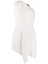 Retroféte Ella One-shoulder Velvet-trimmed Sequined Chiffon Mini Dress In White