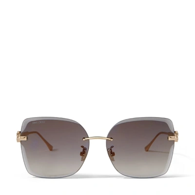 Jimmy Choo Corin Copper Rose Gold Metal Square Sunglasses With Light Gold Mirror Lenses In Efq Grey Shaded Gold Mirror