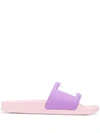 Msgm Embossed Logo Pool Slides In Purple