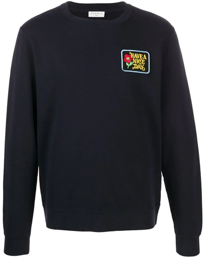 Sandro Embroidered Patch Jumper In Blue