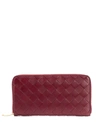 Bottega Veneta Woven Continental Wallet In Red